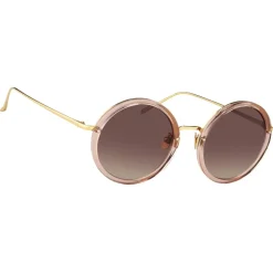 Linda Farrow - Tracy Round Sunglasses in Tea Rose - LFL239C33SUN - Linda Farrow Eyewear - Avvenice