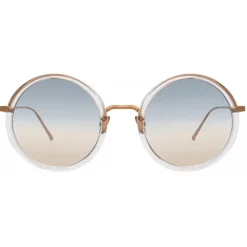 Linda Farrow - Tracy Round Sunglasses in Clear Gradient Navy - LFL239C87SUN - Linda Farrow Eyewear - Avvenice