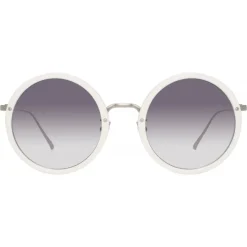 Linda Farrow - Tracy Round Sunglasses in White - LFL239C68SUN - Linda Farrow Eyewear - Avvenice