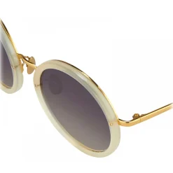 Linda Farrow - Tracy Round Sunglasses in Sherbet - LFL239C47SUN - Linda Farrow Eyewear - Avvenice