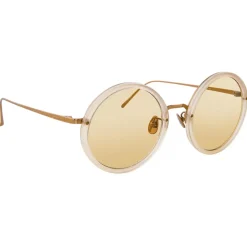 Linda Farrow - Tracy Round Sunglasses in Milky Peach - LFL239C57SUN - Linda Farrow Eyewear - Avvenice