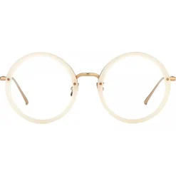Linda Farrow - Tracy Round Optical Glasses in Milky Pink - LFL239C35OPT - Linda Farrow Eyewear - Avvenice