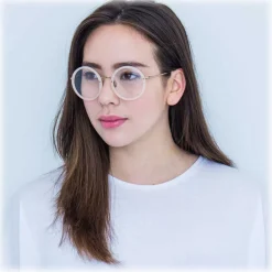 Linda Farrow - Tracy Round Optical Glasses in Milky Pink - LFL239C35OPT - Linda Farrow Eyewear - Avvenice