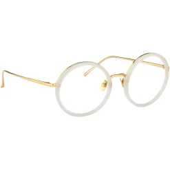 Linda Farrow - Tracy Round Optical Glasses in Milky Grey - LFL239C37OPT - Linda Farrow Eyewear - Avvenice