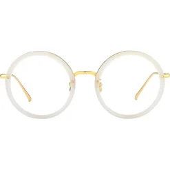 Linda Farrow - Tracy Round Optical Glasses in Milky Grey - LFL239C37OPT - Linda Farrow Eyewear - Avvenice
