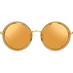 Linda Farrow - Tracy Round Sunglasses in Dew - LFL239C45SUN - Linda Farrow Eyewear - Avvenice