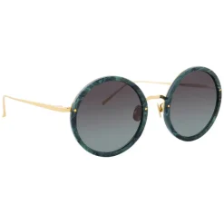 Linda Farrow - Tracy Round Sunglasses in Jade - LFL239C49SUN - Linda Farrow Eyewear - Avvenice