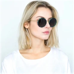 Linda Farrow - Tracy Round Sunglasses in Jade - LFL239C49SUN - Linda Farrow Eyewear - Avvenice