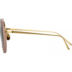 Linda Farrow - Tracy Round Sunglasses in Cameo Pink - LFL239C69SUN - Linda Farrow Eyewear - Avvenice