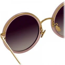 Linda Farrow - Tracy Round Sunglasses in Cameo Pink - LFL239C69SUN - Linda Farrow Eyewear - Avvenice