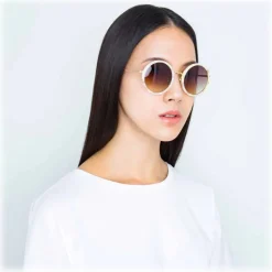 Linda Farrow - Tracy Round Sunglasses in Quartz - LFL239C51SUN - Linda Farrow Eyewear - Avvenice