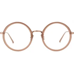 Linda Farrow - Tracy Round Optical Glasses in Mink - LFL239C16OPT - Linda Farrow Eyewear - Avvenice