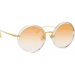 Linda Farrow - Tracy Round Sunglasses in Clear Gold - LFL239C86SUN - Linda Farrow Eyewear - Avvenice