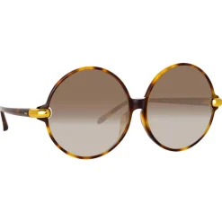 Linda Farrow - Victoria Round Sunglasses in Tortoiseshell - LFL1259C2SUN - Linda Farrow Eyewear - Avvenice