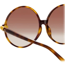 Linda Farrow - Victoria Round Sunglasses in Tortoiseshell - LFL1259C2SUN - Linda Farrow Eyewear - Avvenice