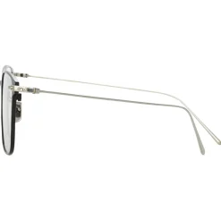 Linda Farrow - Willis A Rectangular Optical Glasses in Black White Gold - LF46AC2OPT - Linda Farrow Eyewear - Avvenice