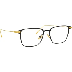 Linda Farrow - Willis Rectangular Optical Glasses in Black Yellow Gold - LF46C1OPT - Linda Farrow Eyewear - Avvenice