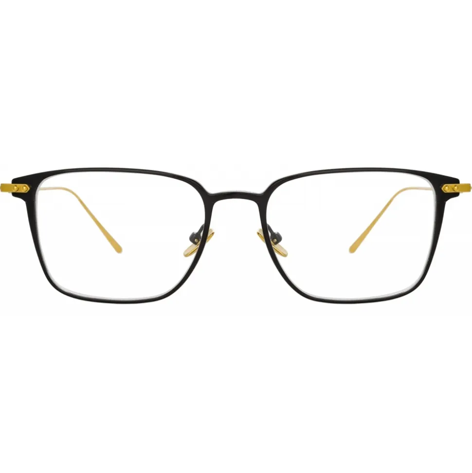 Linda Farrow - Willis Rectangular Optical Glasses in Black Yellow Gold - LF46C1OPT - Linda Farrow Eyewear - Avvenice