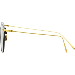Linda Farrow - Willis Rectangular Optical Glasses in Black Yellow Gold - LF46C1OPT - Linda Farrow Eyewear - Avvenice