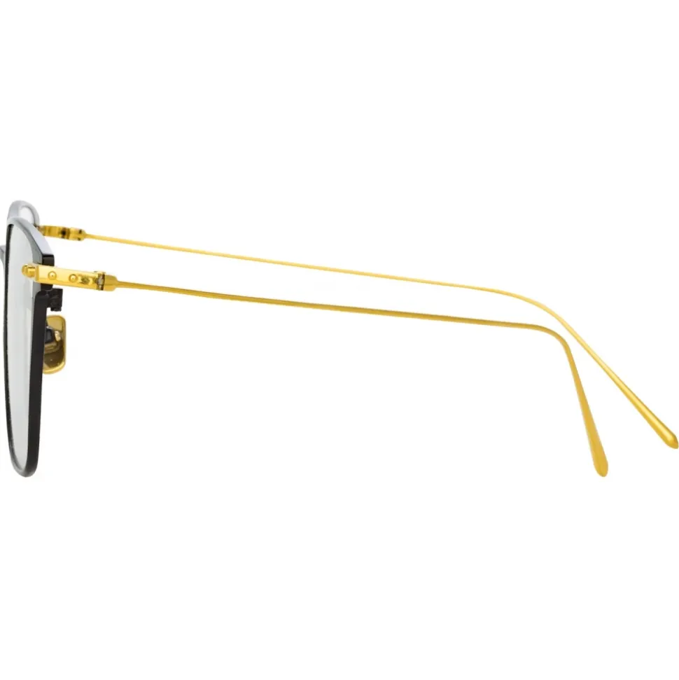 Linda Farrow - Willis Rectangular Optical Glasses in Black Yellow Gold - LF46C1OPT - Linda Farrow Eyewear - Avvenice