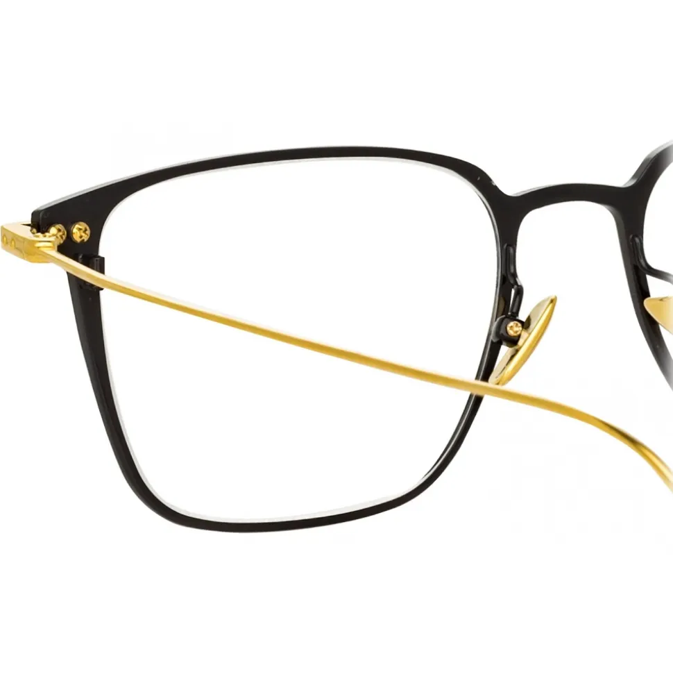 Linda Farrow - Willis Rectangular Optical Glasses in Black Yellow Gold - LF46C1OPT - Linda Farrow Eyewear - Avvenice