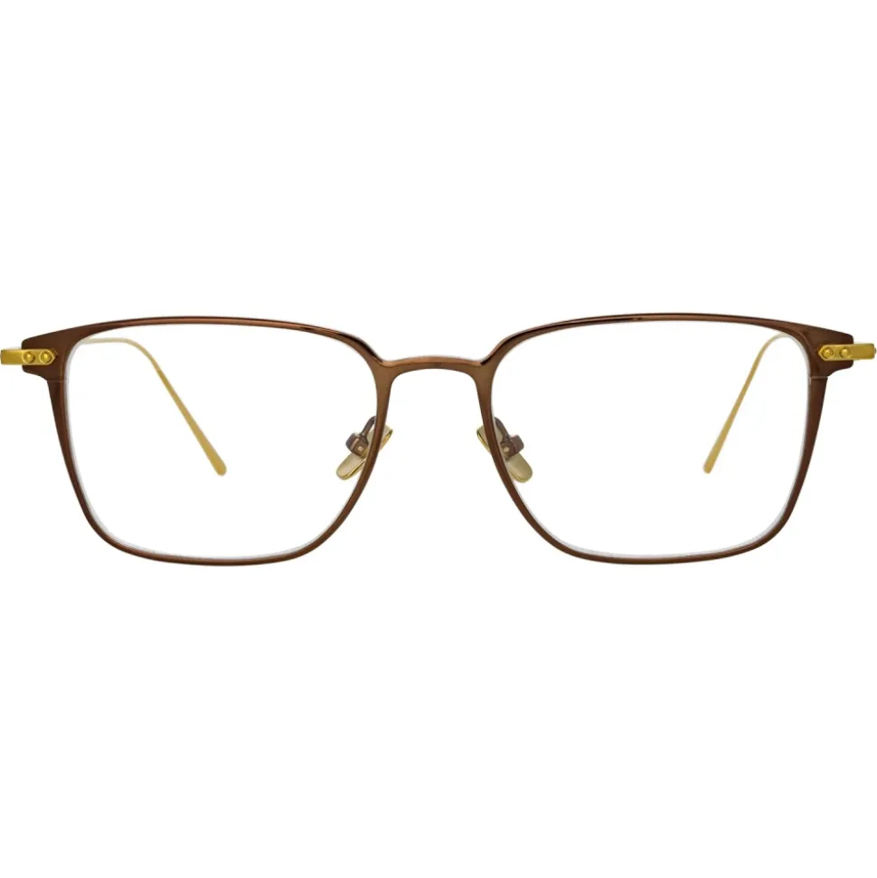 Linda Farrow - Willis Rectangular Optical Glasses in Black Yellow Gold - LF46C1OPT - Linda Farrow Eyewear - Avvenice