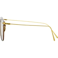 Linda Farrow - Willis Rectangular Optical Glasses in Black Yellow Gold - LF46C1OPT - Linda Farrow Eyewear - Avvenice
