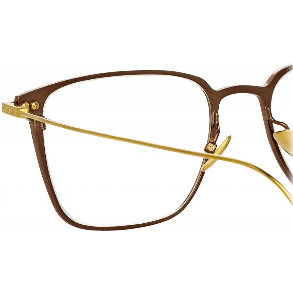 Linda Farrow - Willis Rectangular Optical Glasses in Black Yellow Gold - LF46C1OPT - Linda Farrow Eyewear - Avvenice