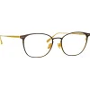 Linda Farrow - Xate Rectangular Optical Glasses in Black Yellow Gold - LFL1235C1OPT - Linda Farrow Eyewear - Avvenice