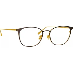 Linda Farrow - Xate Rectangular Optical Glasses in Black Yellow Gold - LFL1235C1OPT - Linda Farrow Eyewear - Avvenice