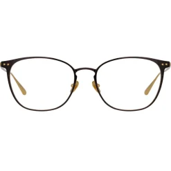 Linda Farrow - Xate Rectangular Optical Glasses in Black Yellow Gold - LFL1235C1OPT - Linda Farrow Eyewear - Avvenice