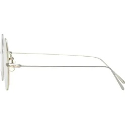 Linda Farrow - Zaha Round Optical Glasses in White Gold - LF32C2OPT - Linda Farrow Eyewear - Avvenice