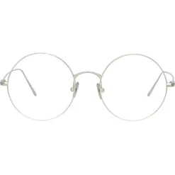 Linda Farrow - Zaha Round Optical Glasses in White Gold - LF32C2OPT - Linda Farrow Eyewear - Avvenice
