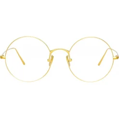 Linda Farrow - Zaha Round Optical Glasses in Yellow Gold - LF32C1OPT - Linda Farrow Eyewear - Avvenice