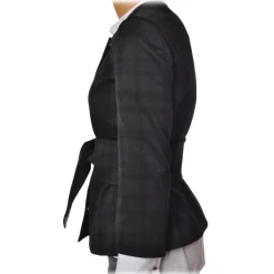 Liu Jo - Collarless Jacket with Sash - Black - Jacket - Made in Italy - Luxury Exclusive Collection - Avvenice