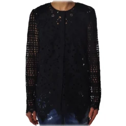 Liu Jo - Collarless Lace Shirt - Black - Shirts - Made in Italy - Luxury Exclusive Collection - Avvenice