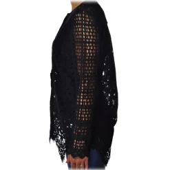 Liu Jo - Collarless Lace Shirt - Black - Shirts - Made in Italy - Luxury Exclusive Collection - Avvenice