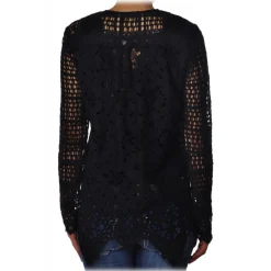 Liu Jo - Collarless Lace Shirt - Black - Shirts - Made in Italy - Luxury Exclusive Collection - Avvenice