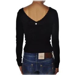 Liu Jo - Fitted Top with Boat Neckline - Black - Made in Italy - Luxury Exclusive Collection - Avvenice