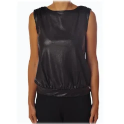 Liu Jo - Glossy Faux Leather Top - Black - Made in Italy - Luxury Exclusive Collection - Avvenice