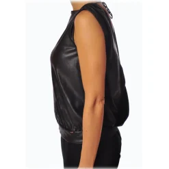 Liu Jo - Glossy Faux Leather Top - Black - Made in Italy - Luxury Exclusive Collection - Avvenice