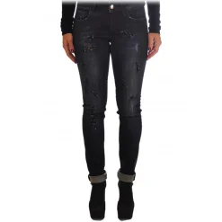 Liu Jo - Jeans with Glitter Application Details - Black - Trousers - Made in Italy - Luxury Exclusive Collection - Avvenice