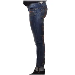 Liu Jo - Jeans with Silver Patent Leather Details - Blue - Trousers - Made in Italy - Luxury Exclusive Collection - Avvenice