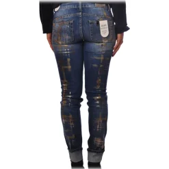 Liu Jo - Jeans with Silver Patent Leather Details - Blue - Trousers - Made in Italy - Luxury Exclusive Collection - Avvenice