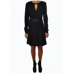 Liu Jo - Long Sleeve Dress with Faux Leather Details - Black - Dress - Made in Italy - Luxury Exclusive Collection - Avvenice