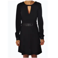 Liu Jo - Long Sleeve Dress with Faux Leather Details - Black - Dress - Made in Italy - Luxury Exclusive Collection - Avvenice