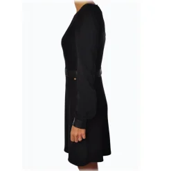 Liu Jo - Long Sleeve Dress with Faux Leather Details - Black - Dress - Made in Italy - Luxury Exclusive Collection - Avvenice