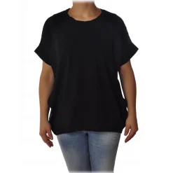 Liu Jo - Oversized T-Shirt with Collar Pattern - Black - T-Shirt - Made in Italy - Luxury Exclusive Collection - Avvenice