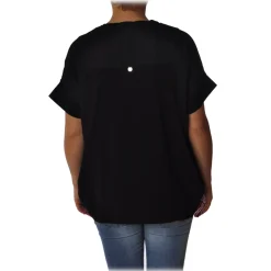 Liu Jo - Oversized T-Shirt with Collar Pattern - Black - T-Shirt - Made in Italy - Luxury Exclusive Collection - Avvenice