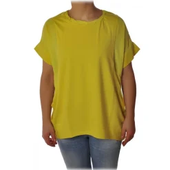 Liu Jo - Oversized T-Shirt with Collar Pattern - Yellow - T-Shirt - Made in Italy - Luxury Exclusive Collection - Avvenice